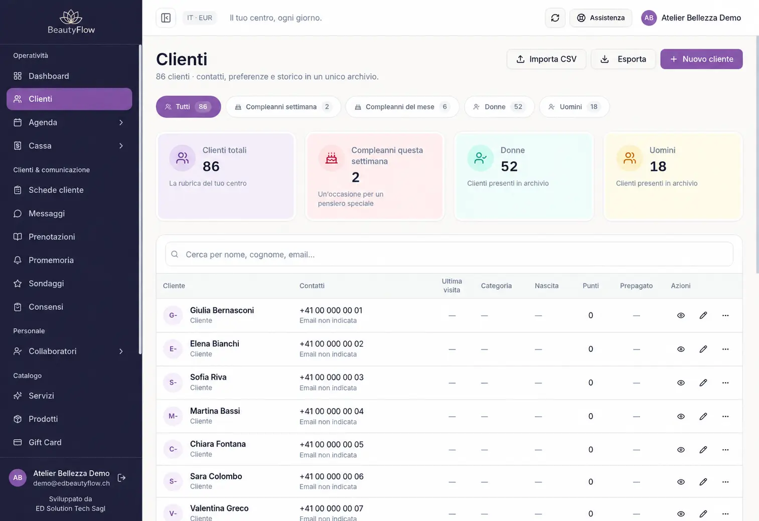 Scheda cliente — ED BeautyFlow